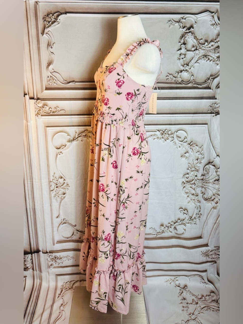 Pink Floral Ruffle-Trim Maxi Dress - Picture 4 of 12